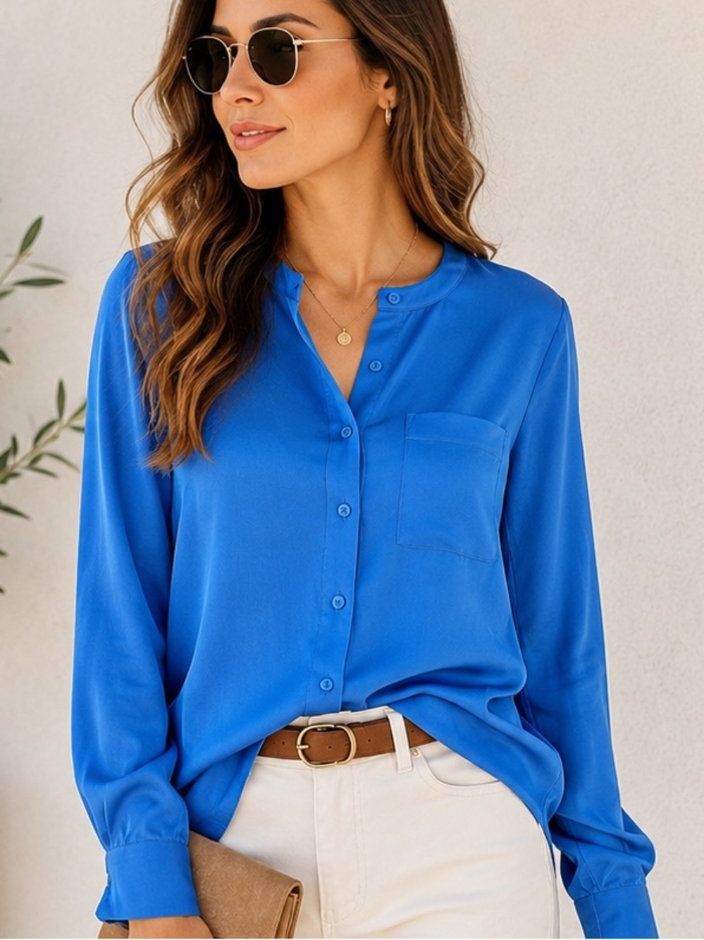 Talbots 100% Silk Blouse S Bright Blue Washable Silk Minimalist Luxe Top